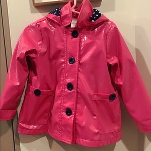 Pink with blu polka dot raincoat